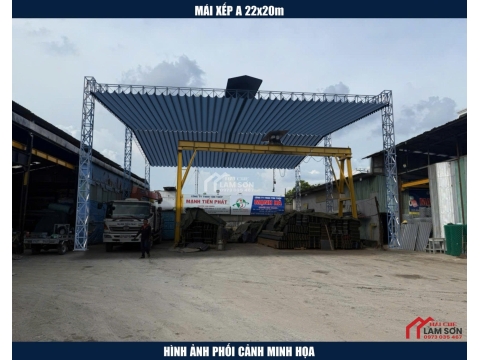 thiết kế thi công mái che xếp cho sắt thép mạnh tiến phát  phương án 2