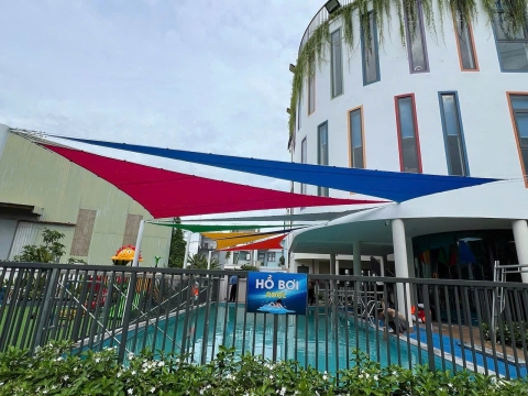 Hệ thống mái che trường mầm nón ngôi sao việt đồng Nai