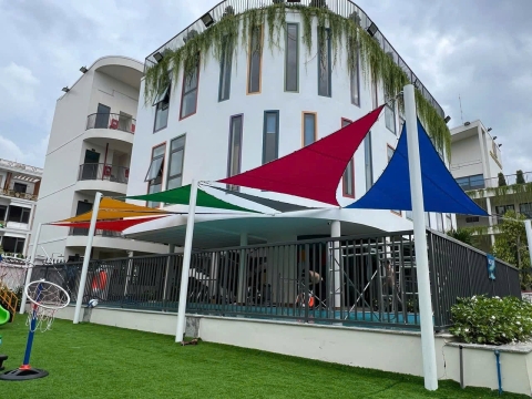 Hệ thống mái che trường mầm nón ngôi sao việt đồng Nai