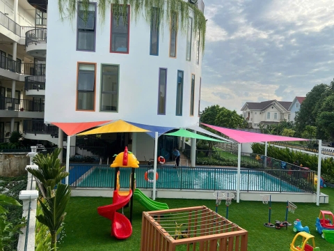 Hệ thống mái che trường mầm nón ngôi sao việt đồng Nai