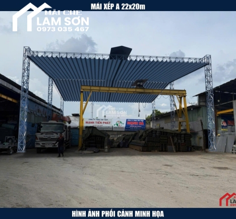 thiết kế thi công mái che xếp cho sắt thép mạnh tiến phát  phương án 2
