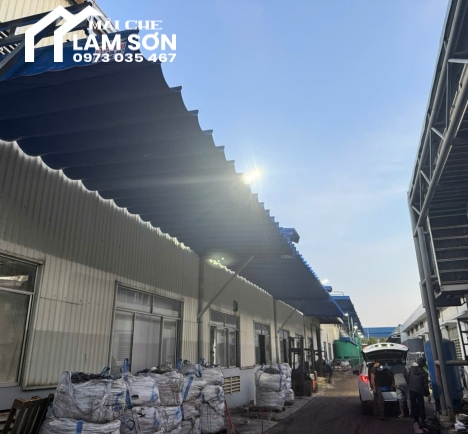 Thi công mái che khu công nghiệp Long Giang