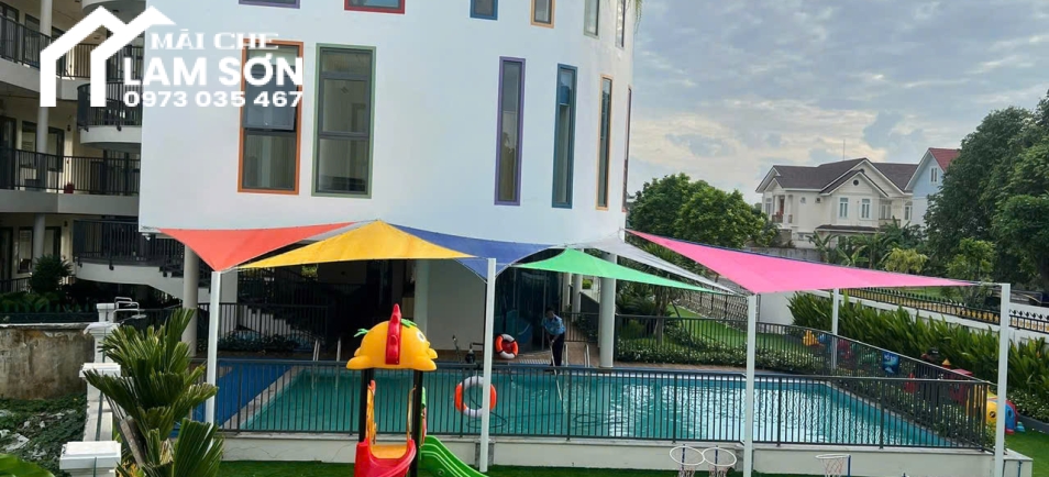 Hệ thống mái che trường mầm nón ngôi sao việt đồng Nai